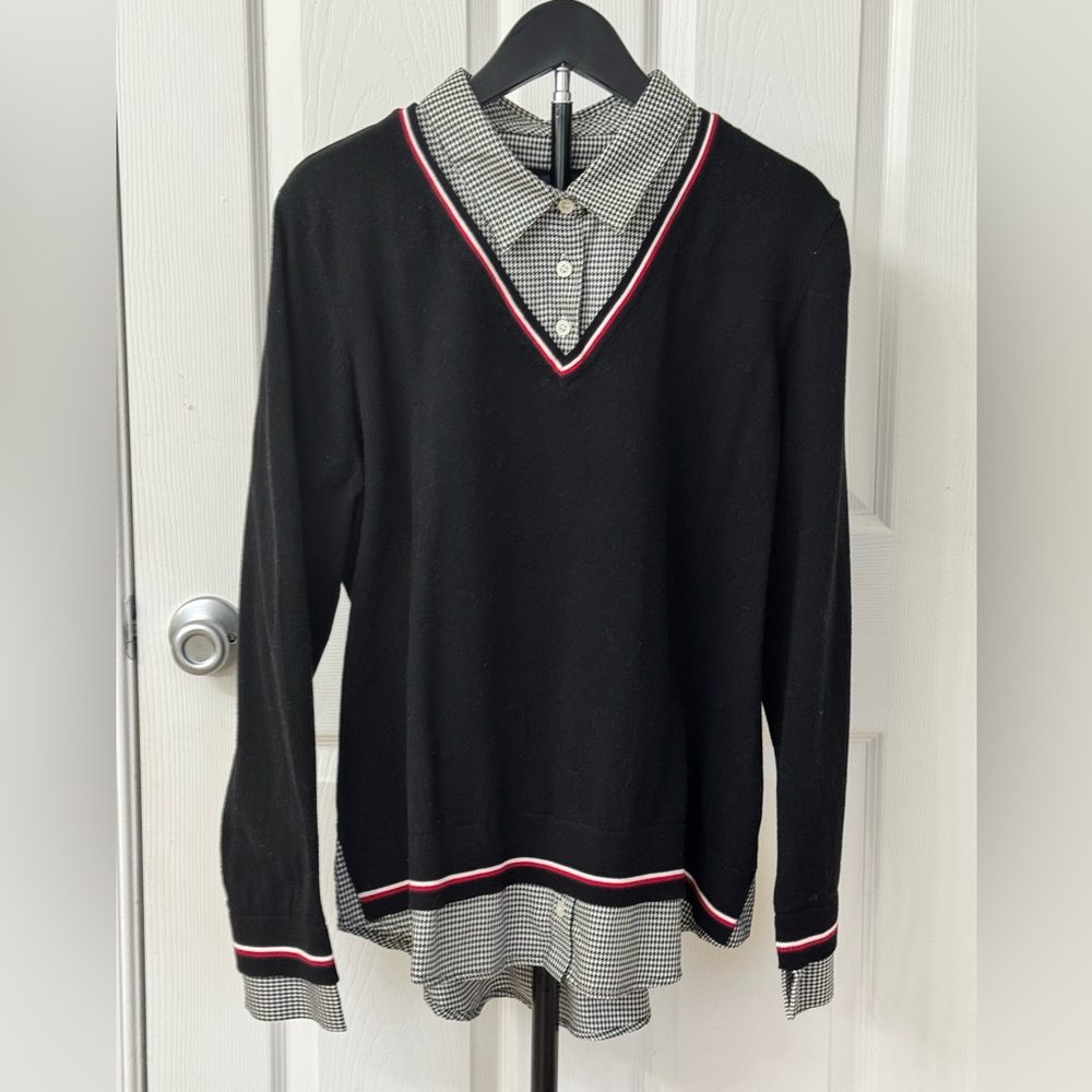 Tommy Hilfiger Black and White Houndstooth Shirt